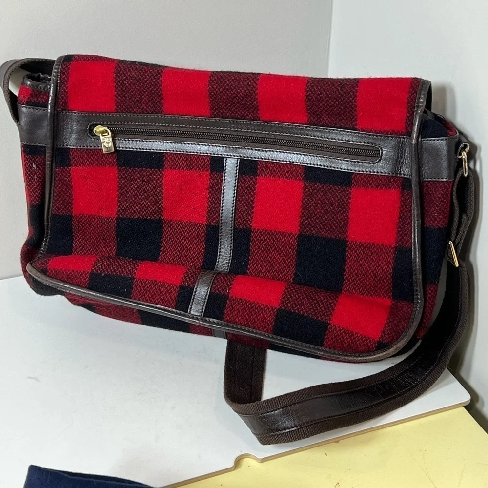 Brooks Brothers x Woolrich Made in USA Tartan Plaid Wool Messenger Bag Flagship